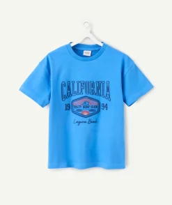 T-shirt bleu à manches courtes thème california pour garçon