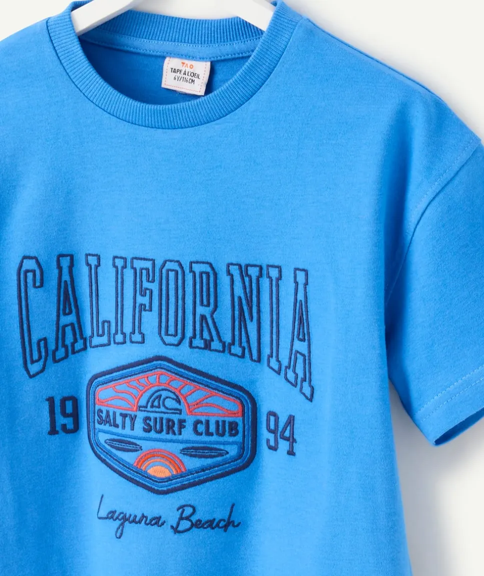 T-shirt bleu à manches courtes thème california pour garçon