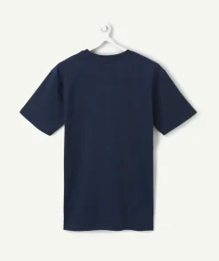 T-shirt bleu marine homme en coton bio thème foot