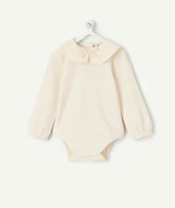 T-shirt body bébé fille écru col volant