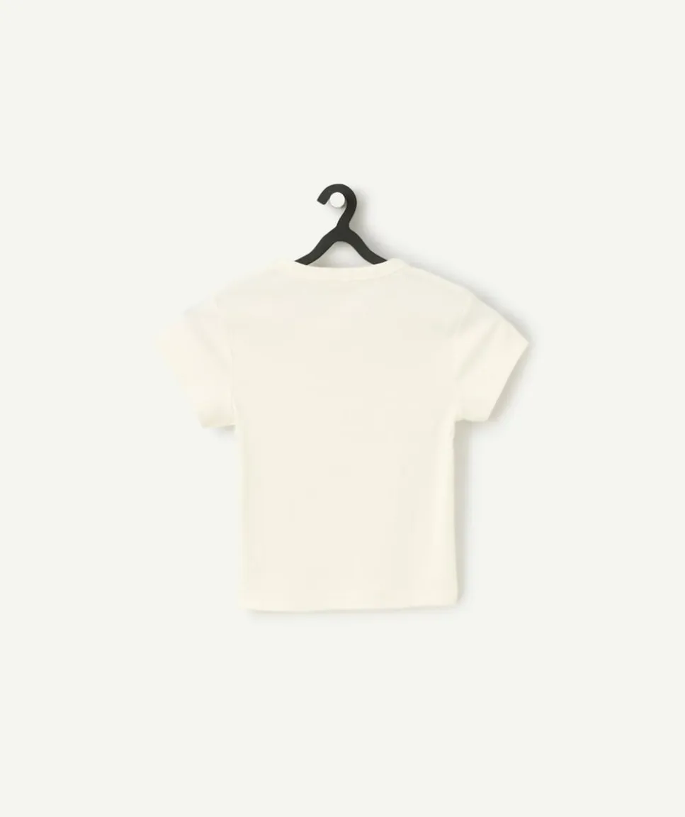 T-shirt côtelé fille écru
