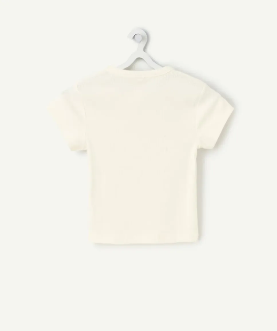 T-shirt côtelé fille écru