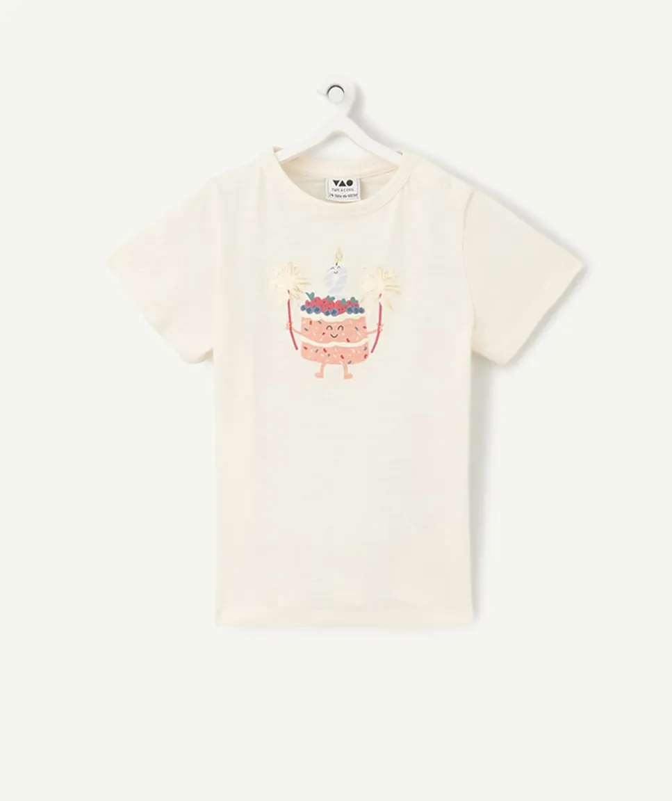 T-shirt en coton bio écru thème anniversaire tao 2 ans