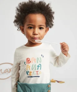 T-shirt en coton biologique blanc pasta bébé fille