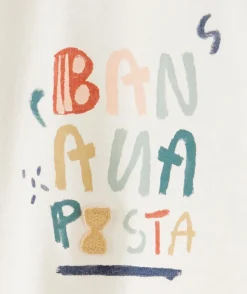 T-shirt en coton biologique blanc pasta bébé fille