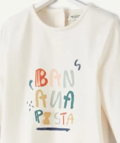 T-shirt en coton biologique blanc pasta bébé fille