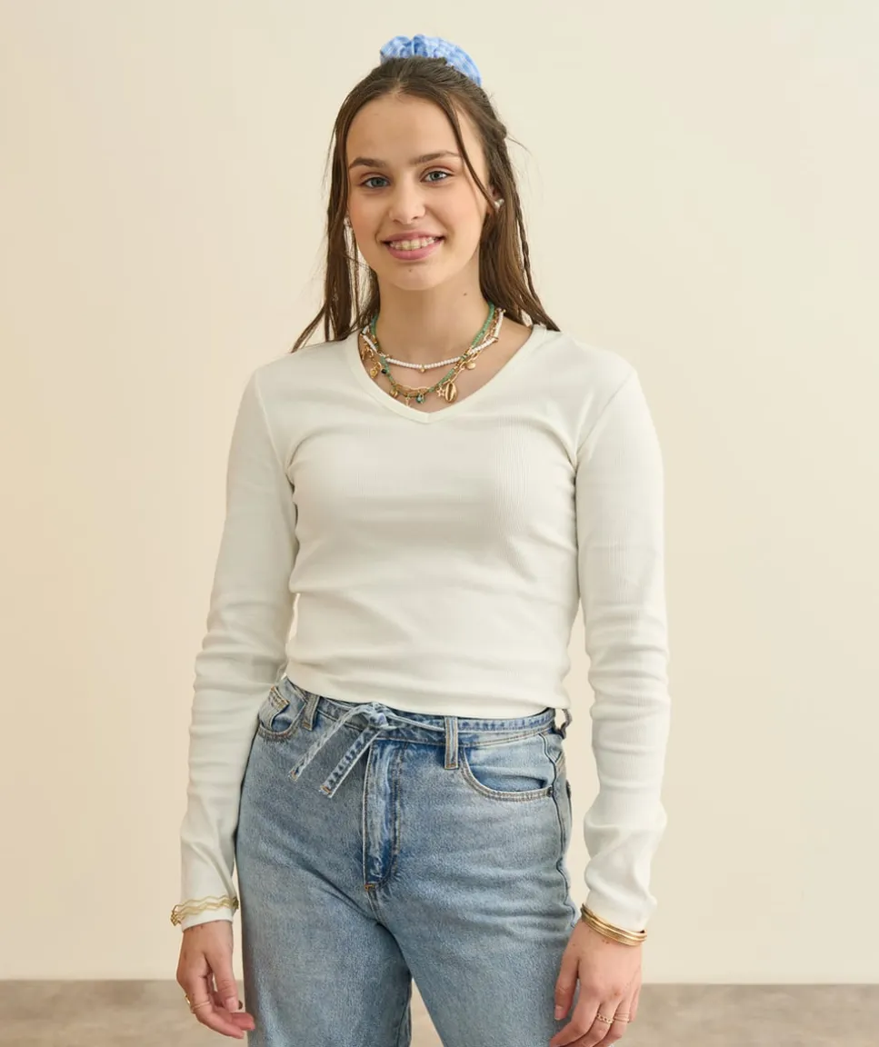 T-shirt fille ajusté blanc