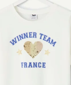 T-shirt fille blanc coeur coupe du monde france
