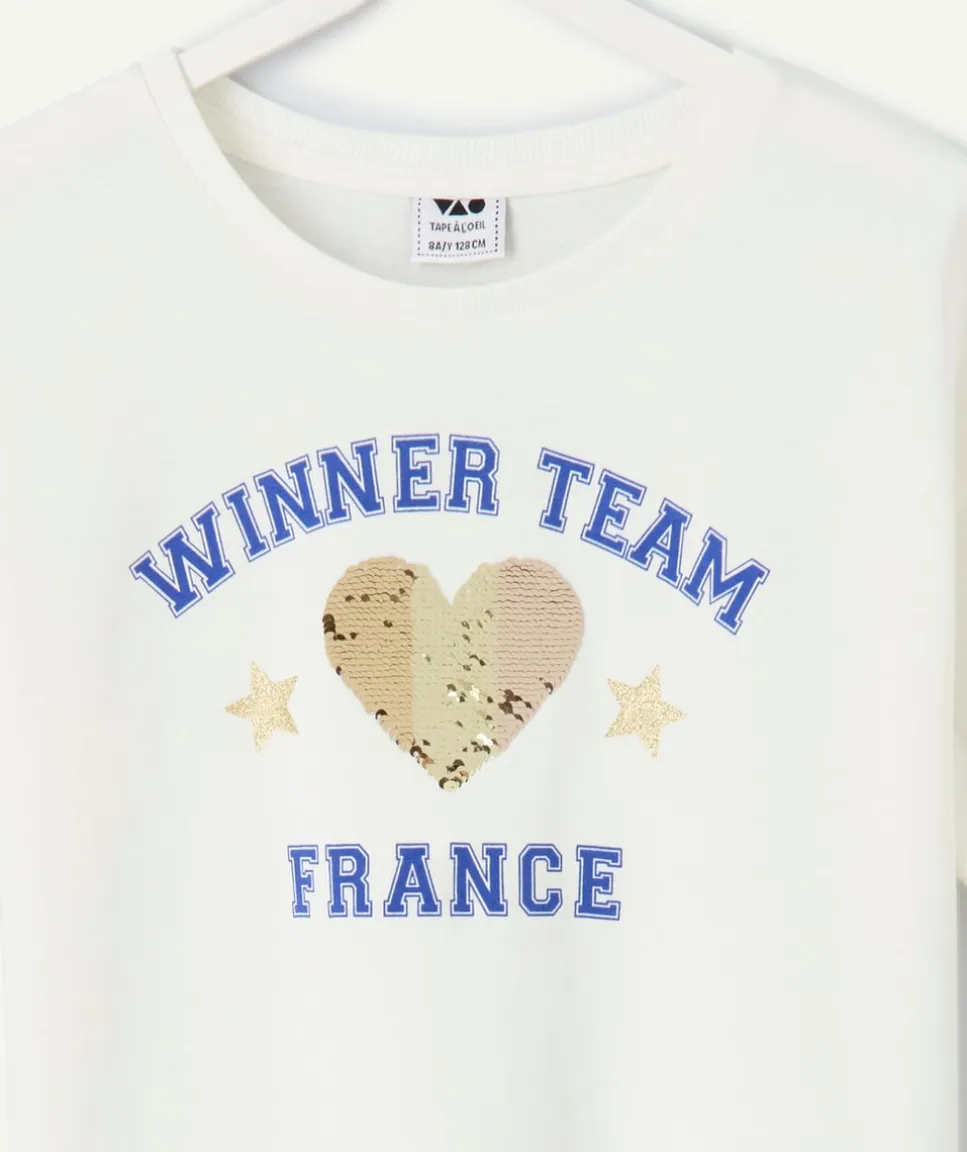 T-shirt fille blanc coeur coupe du monde france