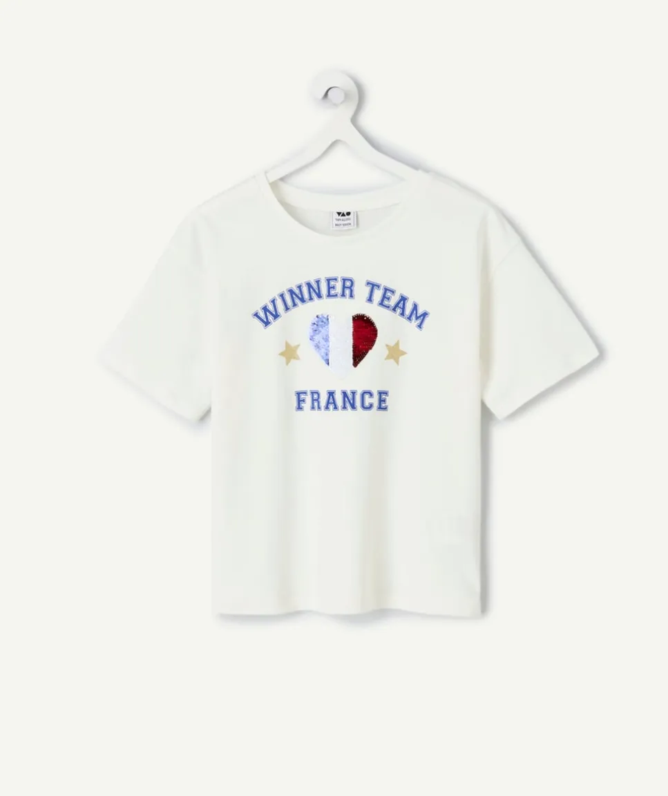 T-shirt fille blanc coeur coupe du monde france