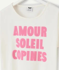 T-shirt fille blanc coton bio imprimé