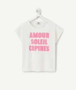 T-shirt fille blanc coton bio imprimé