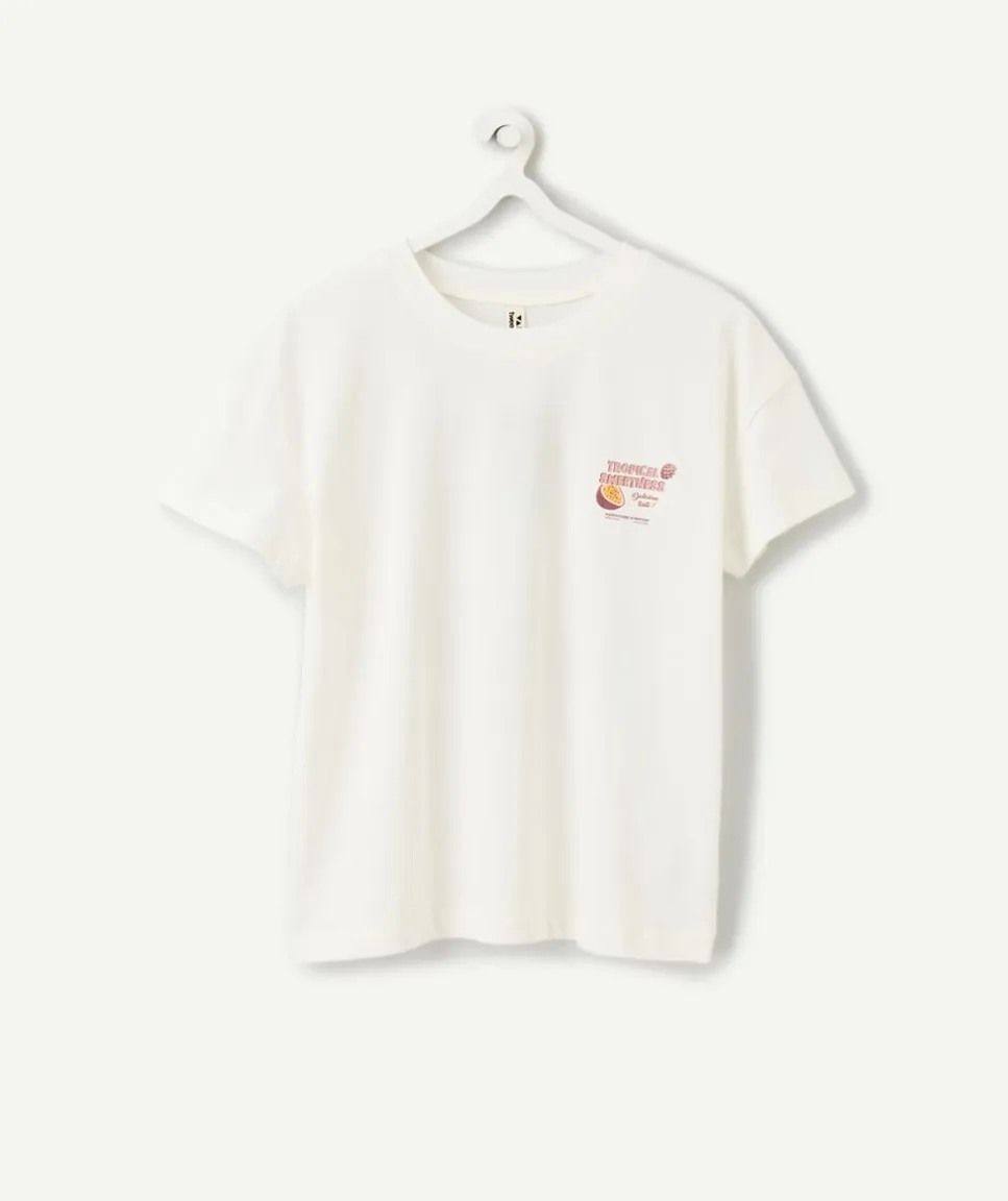 T-shirt fille blanc imprimé