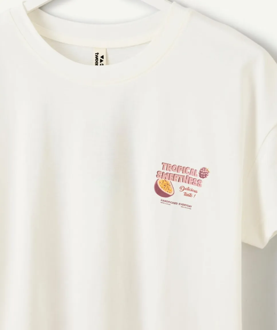T-shirt fille blanc imprimé