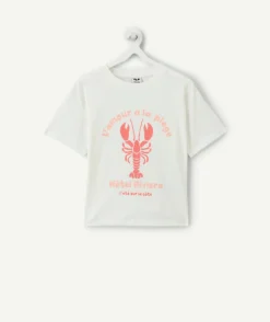 T-shirt fille blanc imprimé homard