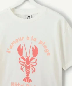 T-shirt fille blanc imprimé homard