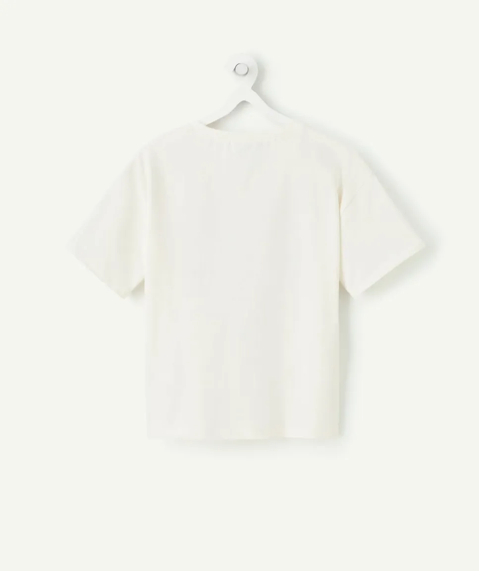 T-shirt fille blanc imprimé tropical