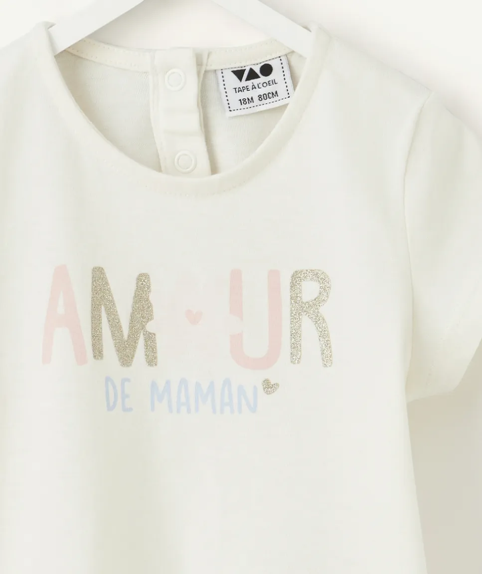 T-shirt fille blanc message amour