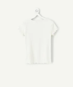T-shirt fille blanc motif cœur