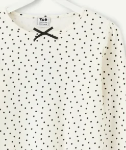 T-shirt fille blanc à pois