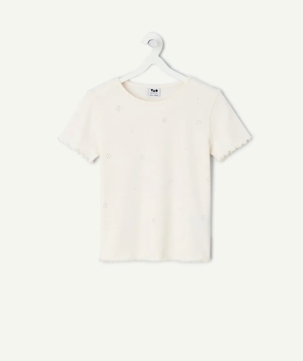 T-shirt fille blanc à strass