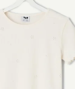 T-shirt fille blanc à strass