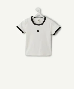 T-shirt fille cintré blanc imprimé