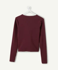 T-shirt fille cintré bordeaux