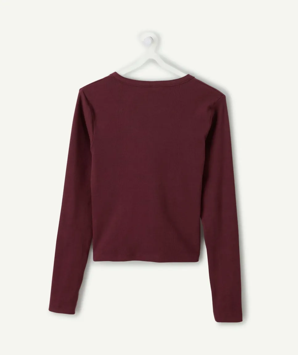 T-shirt fille cintré bordeaux