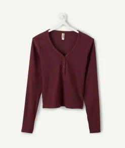 T-shirt fille cintré bordeaux