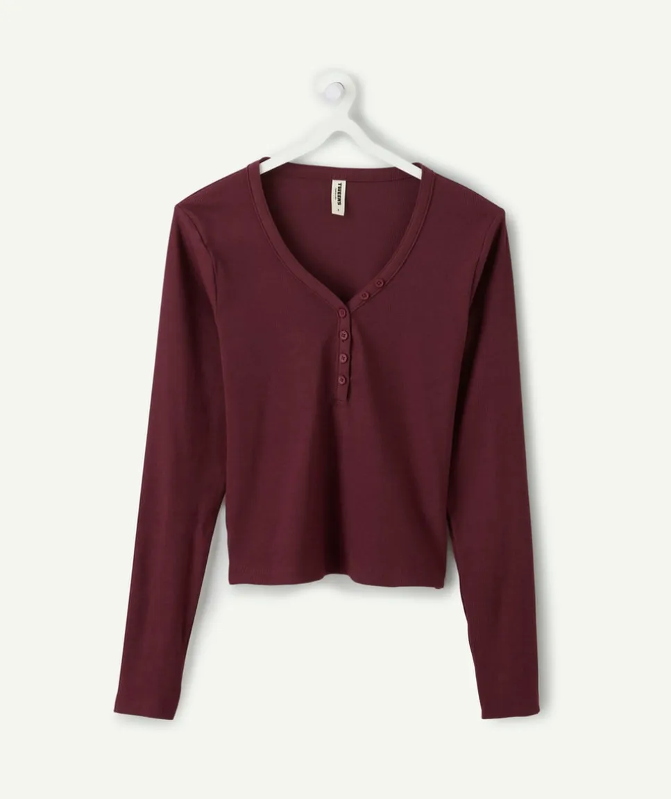 T-shirt fille cintré bordeaux