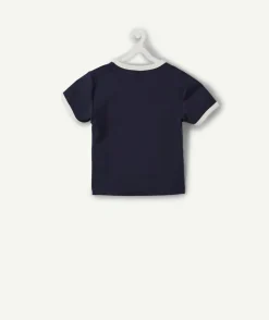 T-shirt fille cintré marine imprimé