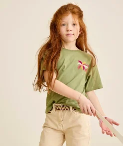 T-shirt fille coton avec palmiers