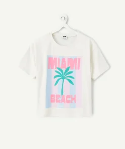 T-shirt fille coton imprimé blanc