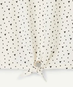 T-shirt fille coton imprimés cœur noir avec nœud