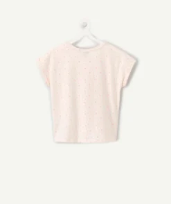 T-shirt fille coton imprimés cœur rose avec nœud