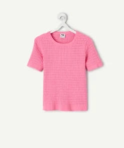 T-shirt fille coton rose