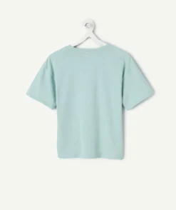 T-shirt fille coton vert imprimé message