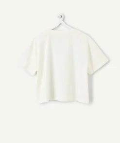 T-shirt fille court blanc imprimé