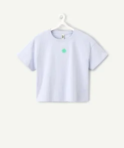 T-shirt fille court bleu