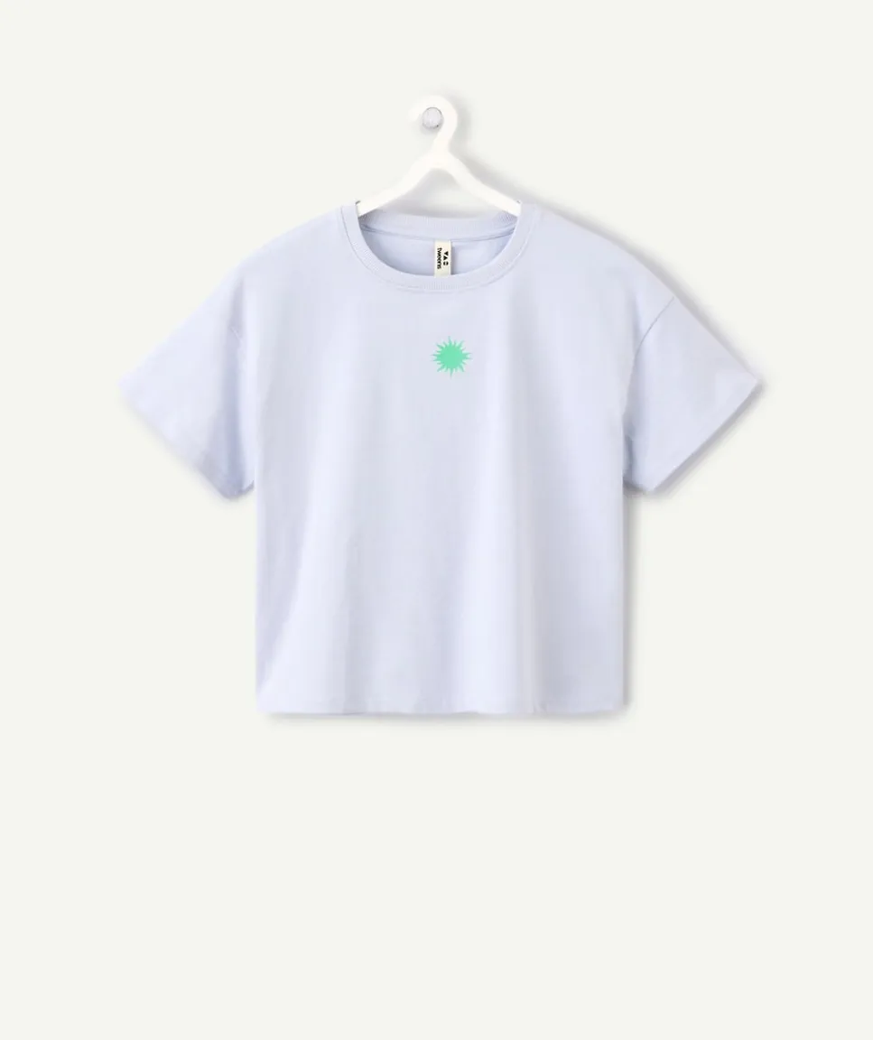 T-shirt fille court bleu