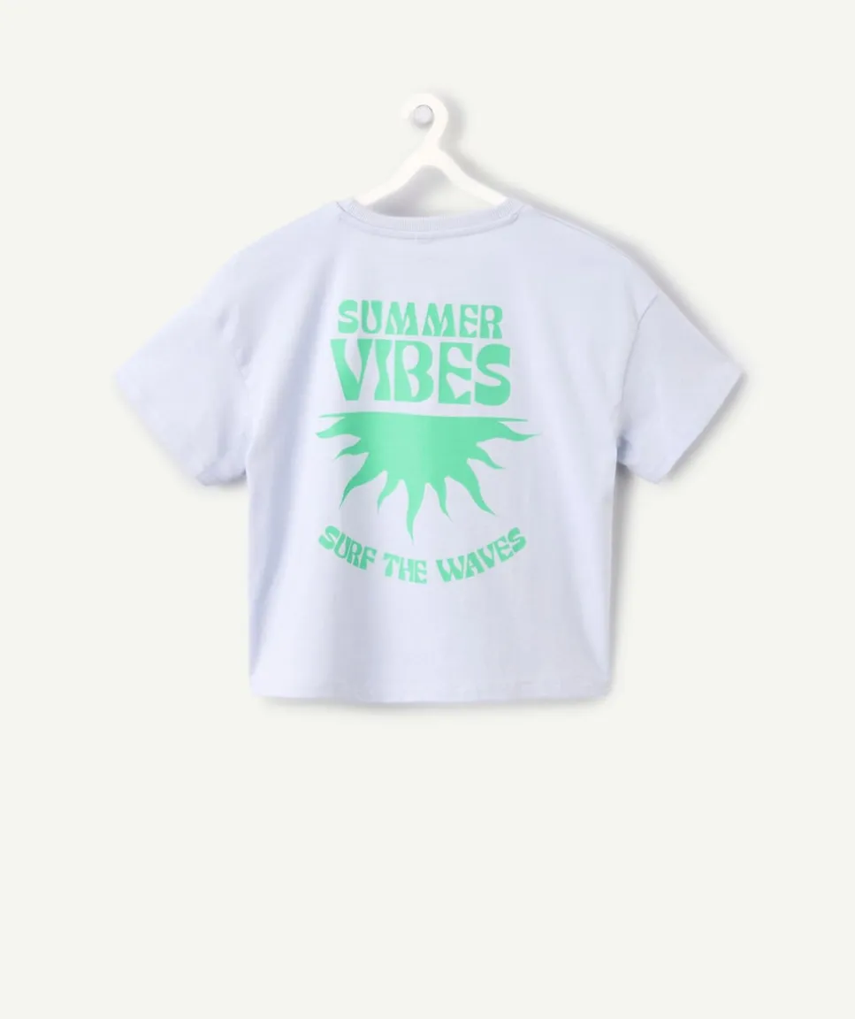 T-shirt fille court bleu
