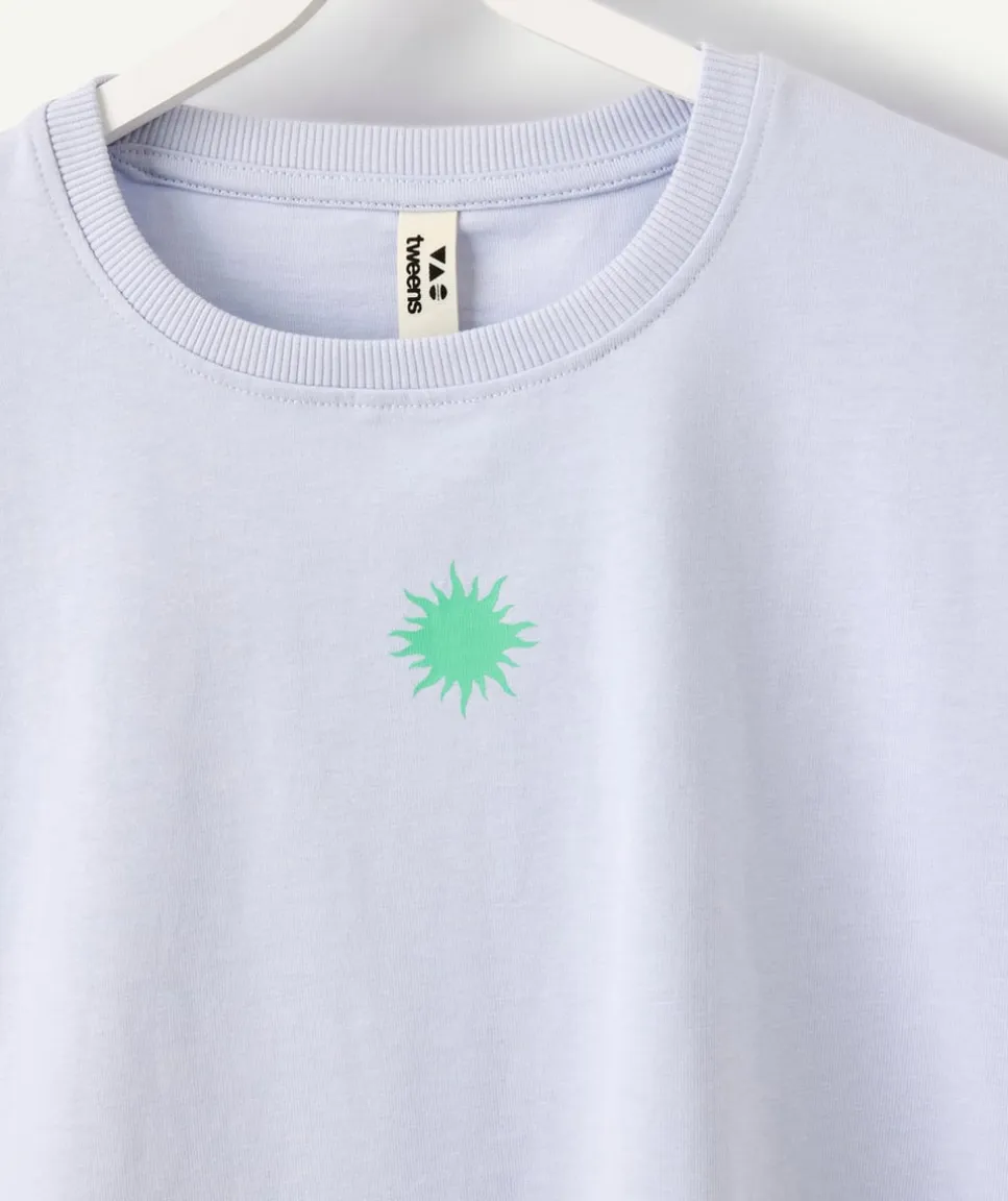 T-shirt fille court bleu