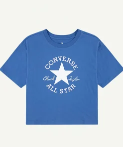 T-shirt fille court bleu
