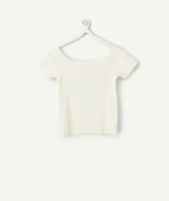 T-shirt fille court écru