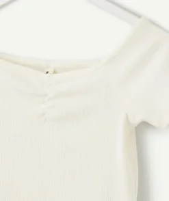 T-shirt fille court écru