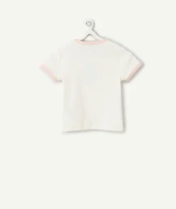 T-shirt fille court écru imprimé