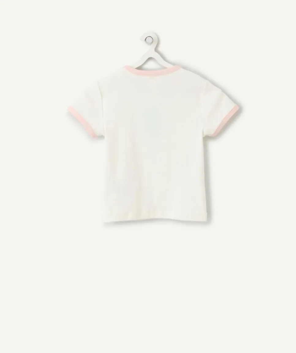 T-shirt fille court écru imprimé