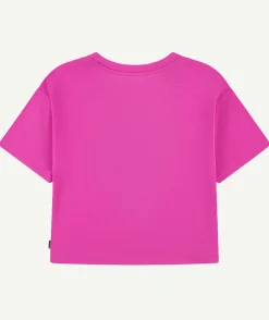 T-shirt fille court fuchsia imprimé