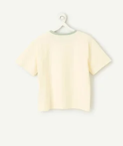 T-shirt fille écru avec message vert